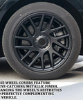 Universal 54 Mm Wheel Center Caps Snap In Rim Hub Covers Anti Scratch Dustproof Black Hubcaps for Cars Suvs and Trucks on vehicle wheel.