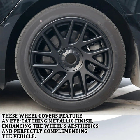 Universal 54 Mm Wheel Center Caps Snap In Rim Hub Covers Anti Scratch Dustproof Black Hubcaps for Cars Suvs and Trucks on vehicle wheel.