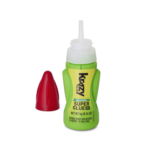 Max Bond Gel EZ Squeeze Crazy Strong Heavy Duty Super Glue Ultra Fast 10 Second Set For Plastic Ceramic Wood Metal Rubber Leather And More No Run Impact Resistant Adhesive Holds Over 1000 Lbs bottle with red cap on white background