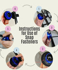 Instructions for snap fasteners on 60 Inch Folding Hitch Mount Cargo Carrier Basket with step-by-step guide.