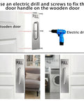 16 Inch Stainless Steel Door Handle Pull And Push Plate Kit With Screws Heavy Duty Gate Handle Bar For Home Office Warehouse Public Fits Wooden Or Composite Doors Brushed Silver on wooden door