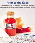 Slick Waterproof Wraparound Rectangle Labels Matte White 1-1/4 X 9-3/4 Inches on hot sauce bottle with peppers.