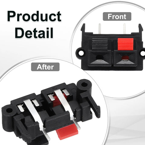 Two Way Spring Terminal Clip Push Release Connector Plate Jack Socket For Speaker Terminal 2Pcs Red Black