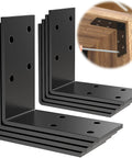Beefy Galvanized L Brackets 1.5 By 3 By 3 Inch Eight Pack For Shelves And Furniture Iron Corner Brackets shown with wood post installation
