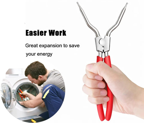 Pro Grade Spring Expansion Tool For Washer Tub Replacement From 2 Inches To 4.1 Inches, tool held with red handles