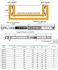 Beefy 150 Lb Heavy Duty Locking Drawer Slides Full Extension Ball Bearing Rails for Cabinets, Silent Open Close, Rust Resistant Electroplated or Powder Coated Finish, Durable, Smooth Operation for High Use Drawers technical dimension diagram