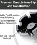 Close-up of heavy duty nut runner drill attachment showing premium durable non-slip grip construction with rubber material.