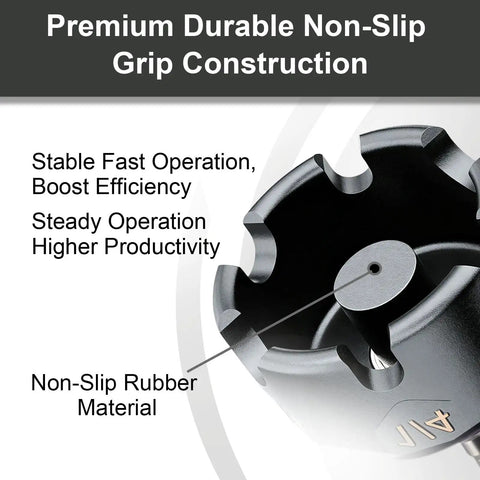 Close-up of heavy duty nut runner drill attachment showing premium durable non-slip grip construction with rubber material.