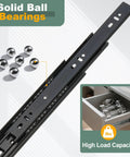 Beefy Heavy Duty 15 Inch By 1.5 Inch Steel Drawer Slides Full Extension Ball Bearing Side Mount Rails Two Pack Black with solid bearings