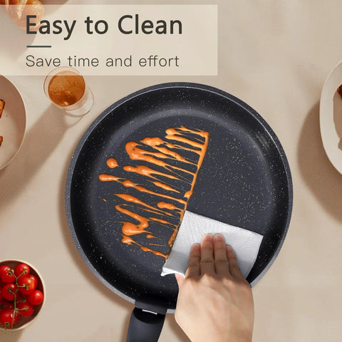 Hand wiping Ceramic Pots And Pans Set With Detachable Handle For Easy Cleanup Nonstick Cookware That Is PFAS Free PFOA Free PTFE Free