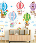 Hot Air Balloon Wall Decals For Kids Room, Cute Animal Cloud Stickers, colorful animal balloons on nursery wall