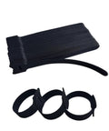Six Inch Black Reusable Cable Ties For No Fuss Multi Purpose Cord Organization And Cable Management With Hook And Loop Fasteners Ideal For Home Office Data Centers And Tech Setups 60 Pack, showing bundled ties and individual loops.