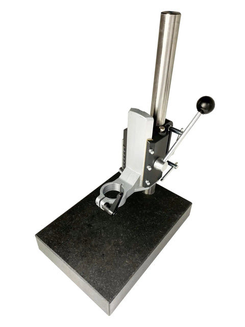 Portable Ultrasonic Hardness Tester With Sturdy Test Stand And Fine Probe 1kgf Load on solid platform for precise testing.