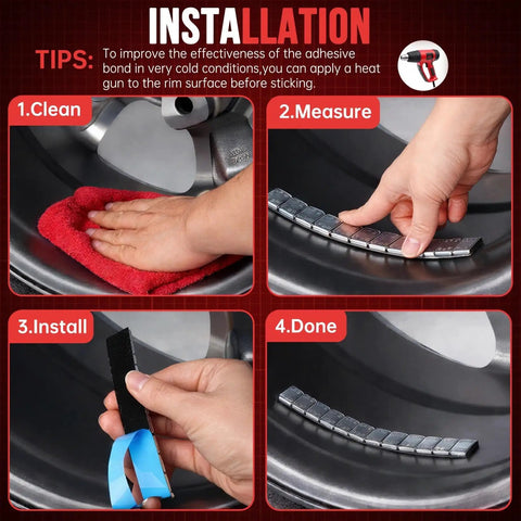 Adhesive Stick On Wheel Weights 0.25 Oz Chrome Finish 960 Pieces Lead Free Zinc Coated Rust Resistant And Weather Proof For Car Truck Wheel Balancing And Easy Install installation steps on rim