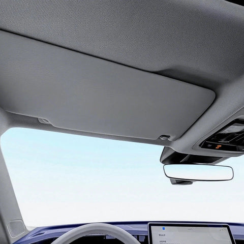 Installed Kefly gray mesh headliner fabric with foam backing for car interior roof, 54 in L × 60 in W