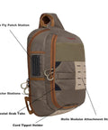 Fly Fishing Sling Pack With Quick Access Chest Design For River Runs, Olive Green, showing storage features and tool holders