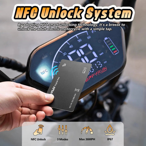 NFC unlock system on a Dual Motor Electric Fat Tire Ebike For Adults With Removable Dual Battery.
