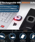 LED Beanie With Built-In USB Rechargeable Light For Men And Women showing USB charging next to a laptop