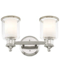 Transitional Two Light Bath Vanity Light In Polished Nickel Finish From Middlebush Collection, 14.5 Inch Wide Wall Mount