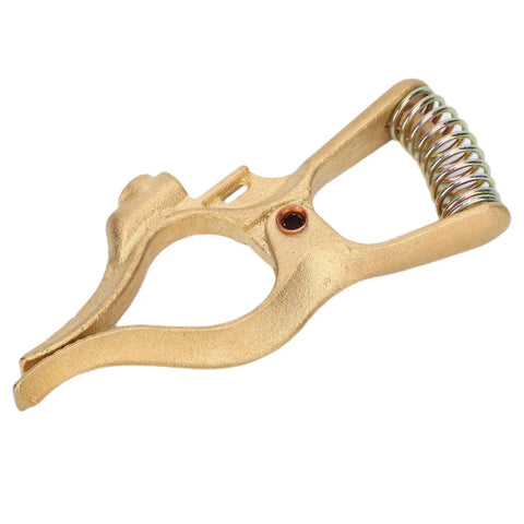 Close-up of a Beefy Heavy Duty Brass Ground Clamp For Earth Electrode Holder showcasing premium conductivity and durable construction.