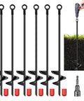 Six Pack 30 Inch Auger Earth Shed Anchor Kit With Spiral Blade Heavy Duty Wind Stakes for outdoor structures installation