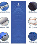 Warm Weather Outdoor Sleeping Bag Waterproof Ultra Lightweight And Compact With Compression Sack No Sweat Comfort For Camping Backpacking And Hiking Fits Adults 83 Liters By 30 Inches Nylon Outer Breathable Polyester Lining 55 To 60 F showing features like durable zipper and comfort thick