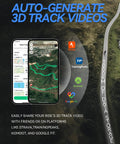 Smartphone displaying 3D track videos with Ultra Thin GPS Bike Computer With 2.3 Inch Laminated Screen Wireless IPX7 Waterproof Bluetooth ANT Plus Cycling Computer Lightweight 45g Entry Level Gear That Outsmarts Your Old Speedometer Dope Cycling Tech interface.