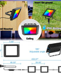 Beast Outdoor RGB LED Flood Light With Music And Mic Sync App Control IP66 Waterproof dimensions and installation options.