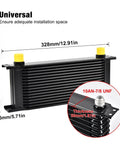 16 Row Oil Cooler Kit Universal Aluminum Black For Transmission And Engine Cooling 10AN Lines Fits Most Vehicles