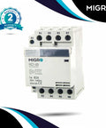 Four Pole 60 Amp AC Contactor With 110 120V Coil, Normally Closed, side view showing terminals and enclosed contacts