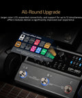 GP-180 Multi-Effects Guitar Processor with HD Modeling, digital interface showing effect chain management on screen.