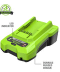 40V Li Ion Battery Charger With Diagnostic LED And Wall Mount for fast charge, featuring durable design and LED indicator