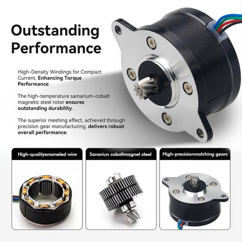 Extruder Motor For 3D Printer X1 X1C P1P P1S 36 Circular Stepper With 9 Tooth Helical Gear, highlighting high temperature tolerance and performance.