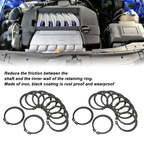 50Pcs Snap Retaining Ring Set For 507 AC Compressor Clutch Direct Replacement, 1.8mm thick iron circlips in automotive engine bay