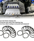 Beefy 50 Piece Snap Ring Set For 507 AC Compressor Clutch With 1.8mm Thick Rings shown with engine assembly