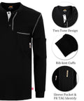 American Made Style Heavy Duty Long Sleeve Fr Work Henley Shirt For Men Built Different 7 Oz Flame Resistant with tool pocket
