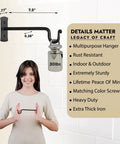 Heavy Duty Wrought Iron Plant Hanger Set Of Two For Indoor Or Outdoor Use Metal Wall Bracket Hooks Next to Smiling Person Showing Design