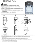 Installation instructions for Two Pack 26W LED Wall Pack Light Outdoor Dusk To Dawn Photocell Auto On Off 3000 Lumens