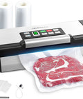 All In One Vacuum Sealer With AquaLock Technology For Moist Or Dry Foods, 130W Fully Automatic Sealer with steak, bag rolls