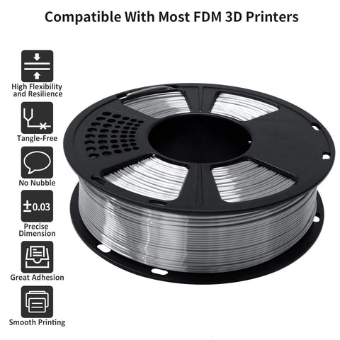 GIANTARM Silk Metallic Silver PLA filament on 1kg spool, 1.75mm diameter