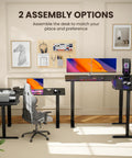 Home office showcasing L Shaped Standing Desk 63 By 55 Inches Electric Sit Stand Table With Adjustable Height in black setup