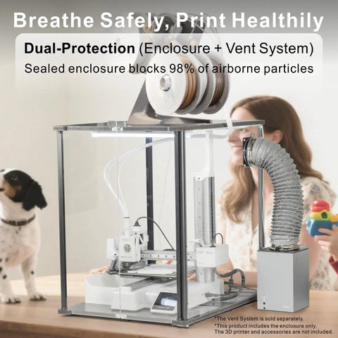 3D Printer Enclosure For Bambu Lab A1 Mini With Fume And Odor Control, Ventilation Cutout For Air Purification, Black, in home setting