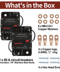 Pro Grade Manual Reset 80 Amp Dc Circuit Breaker With Quick Toggle Switch For 12 To 48 Volt Systems Dual Pack components layout.