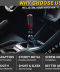 Hot Red Carbon Fiber Shift Knob with Weighted Feel and 4 Metal Threaded Adapters installed in car interior
