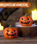 Top Notch Halloween Bathroom Glow Up Dope Ghost Pumpkin Toilet Seat Bolt Cover Cap Set Two Piece Household Refresh For Housewarming Presents And Festive Decor That Brings Serious Spooky Vibes Year Round, featuring orange ceramic pumpkins on a wooden surface.