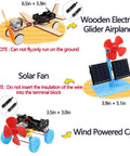 4 In 1 Solar Power And Electric Motor STEM Kit For Kids Beginners With Solar Car, Fan, Wind Car, Wooden Plane