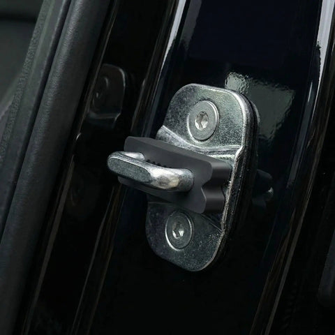 Door Lock Shock Absorber Pads 4 Pack Red Rubber Noise Dampening Bumpers on car door lock installed adhesive backing