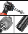 Front Inner And Outer Tie Rod End Kit For Buick LaCrosse 2014 2015 2016 And Regal 2015 And Up With Power Steering Complete Front Suspension Steering Replacement, black metal close-up