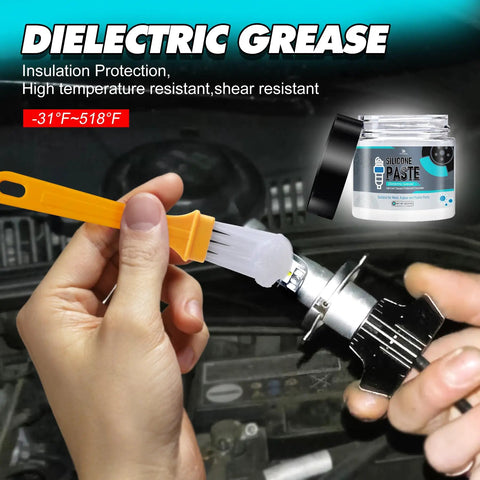 Applying 4oz Dielectric Silicone Grease Paste For Electrical Connectors Spark Plugs Battery Terminals And Brakes with brush