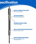 Toyota Camry Hood Struts 2007 to 2011 Lift Supports Set of 2 gas springs with detailed part specifications diagram